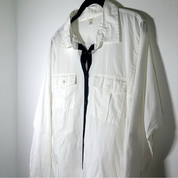 NWT J Crew Cotton Pop Over Long Sleeved Collared Mini Shirt Dress Size Medium - Picture 3 of 11